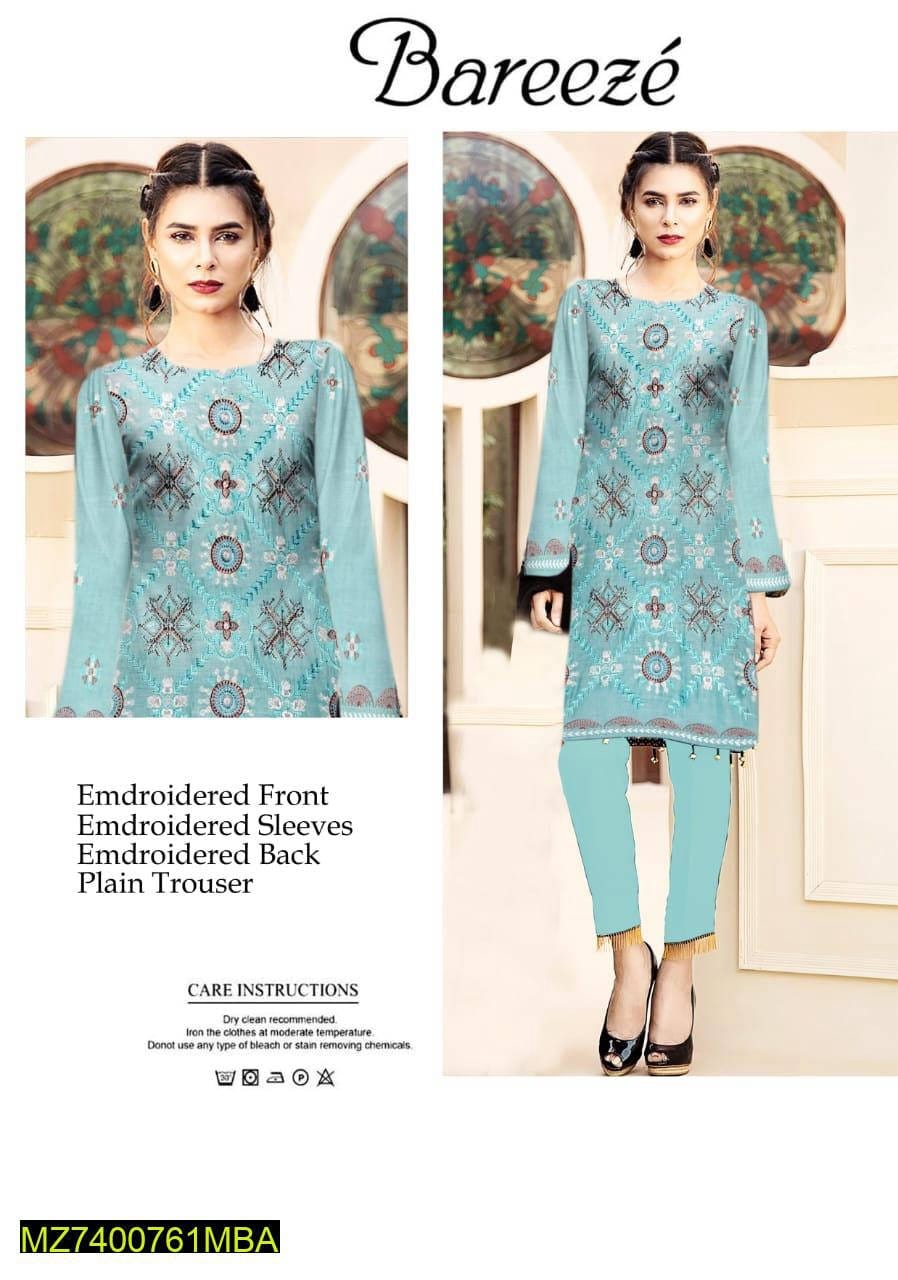 2Pcs Unstitched Printed Lawn Suit